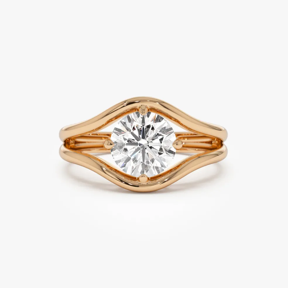 1.50 ctw 14k Split Shank Unique Round Lab Grown Diamond Engagement Ring - Bella
