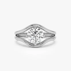 1.50 ctw 14k Split Shank Unique Round Lab Grown Diamond Engagement Ring - Bella