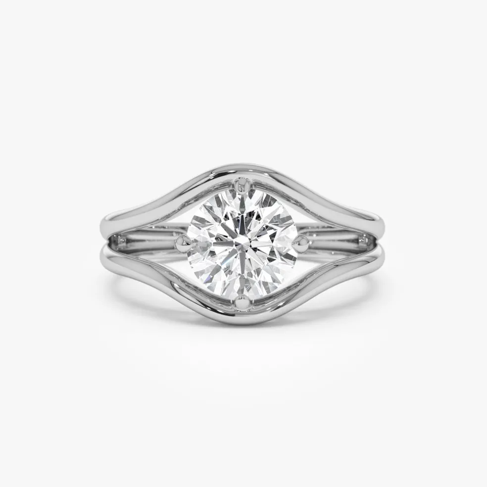 1.50 ctw 14k Split Shank Unique Round Lab Grown Diamond Engagement Ring - Bella