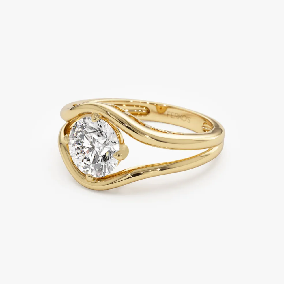 1.50 ctw 14k Split Shank Unique Round Lab Grown Diamond Engagement Ring - Bella