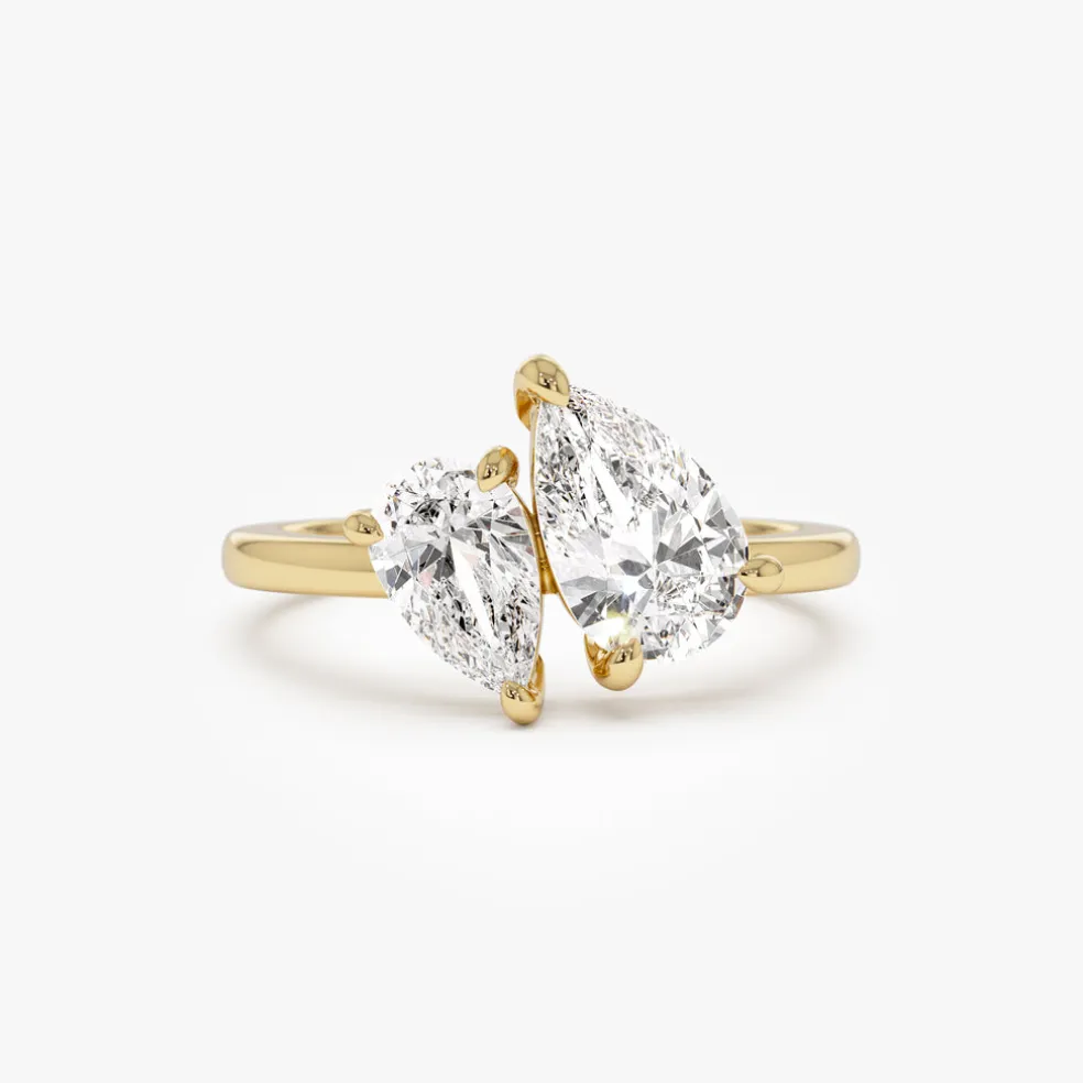 2.05 ctw 14k Toi et Moi Pear Shaped Lab Grown Diamond Ring - Ayla