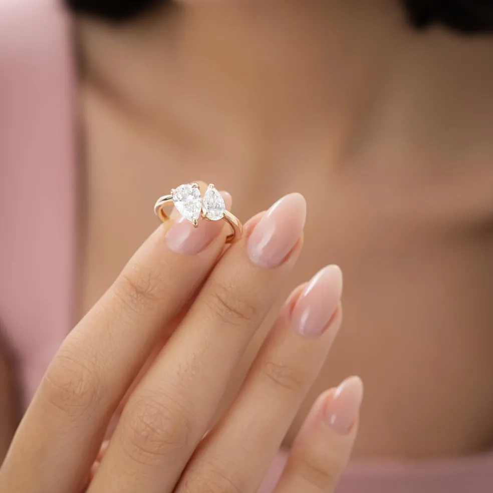 2.05 ctw 14k Toi et Moi Pear Shaped Lab Grown Diamond Ring - Ayla