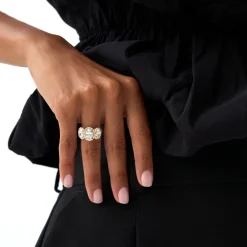 3.35 ctw Three Stone Halo Oval Lab Grown Engagement Ring - Ashley