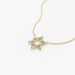 Baguette Diamond Star of David Necklace in 14K