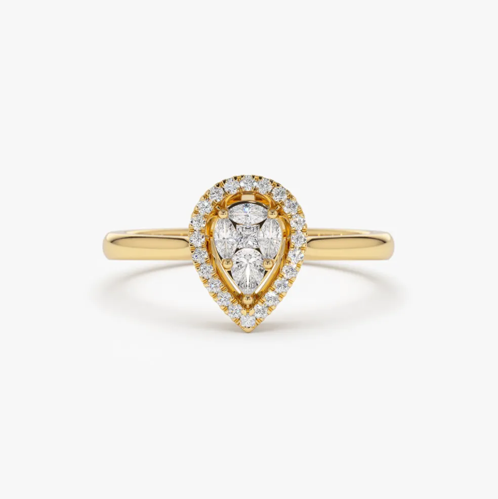 Illusion Set Pear Shape Engagement Ring in 14k