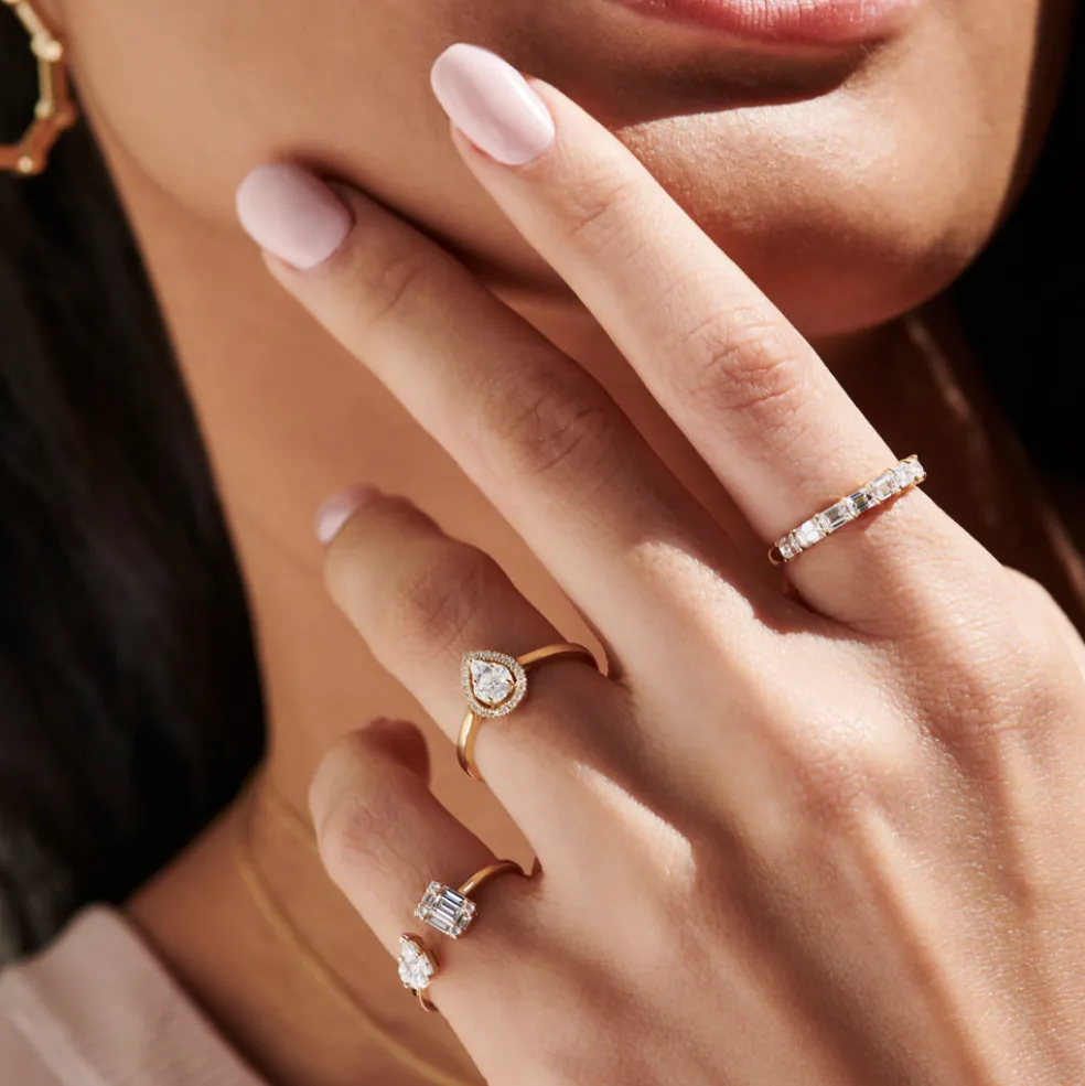 Illusion Set Pear Shape Engagement Ring in 14k