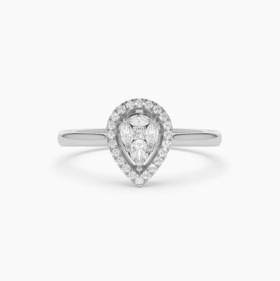 Illusion Set Pear Shape Engagement Ring in 14k