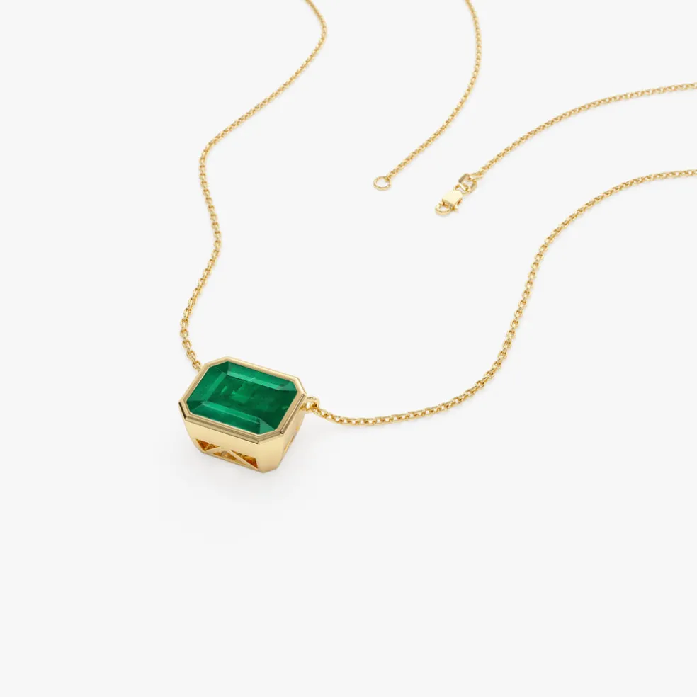 14k 1.50 - 2.20 Ctw Octagon Cut Bezel Setting Necklace
