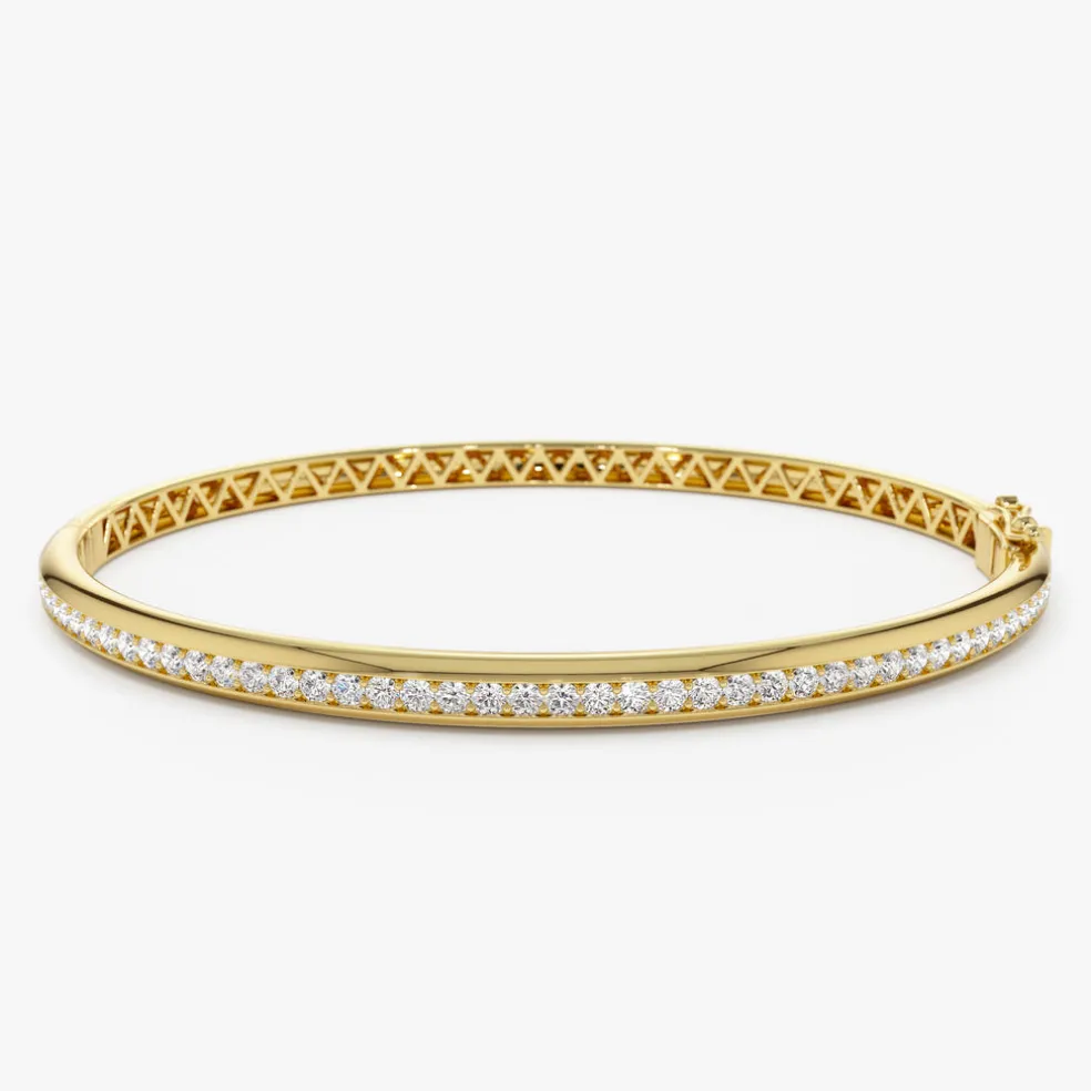 14k 1.00 Ctw Dome Diamond Bangle Bracelet