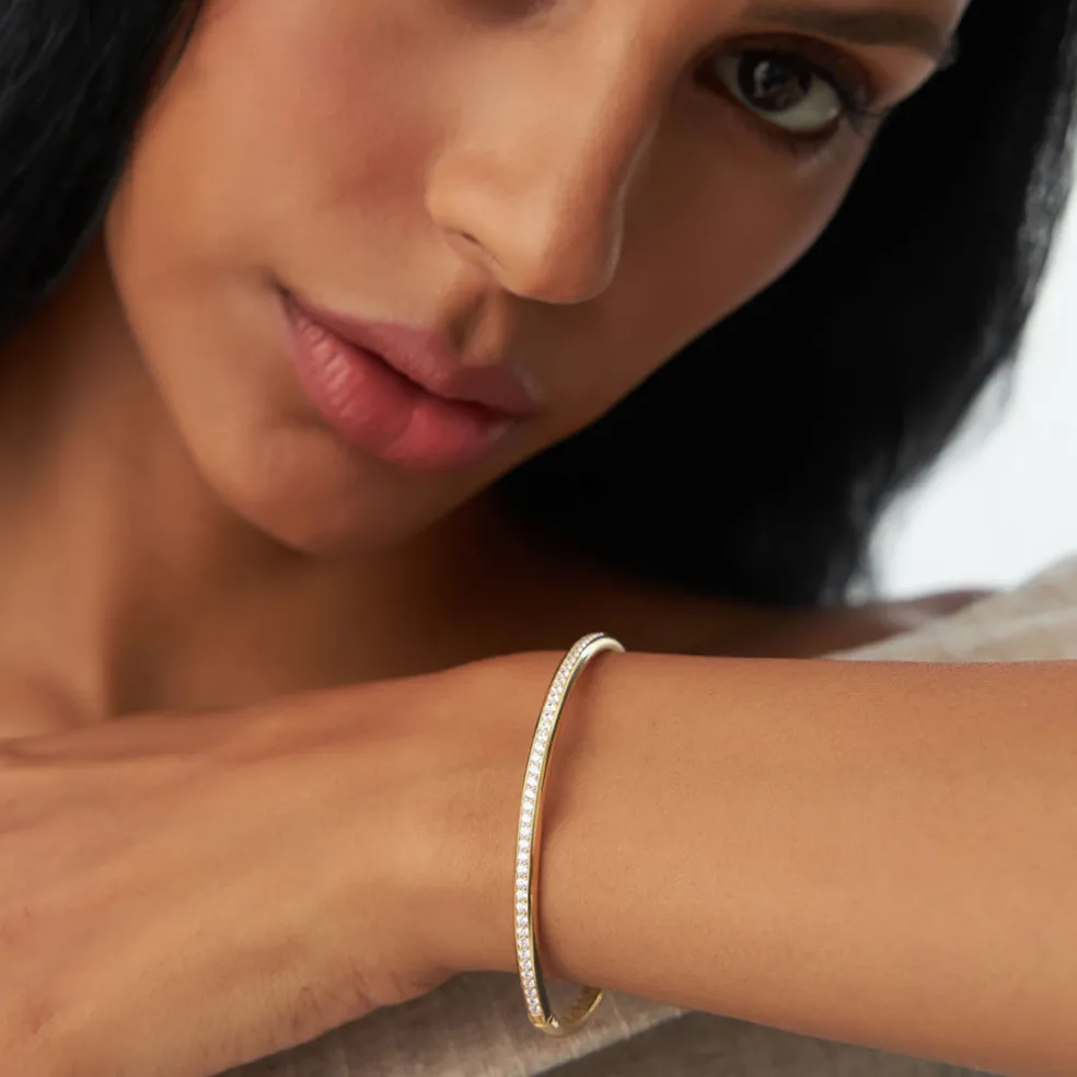 14k 1.00 Ctw Dome Diamond Bangle Bracelet