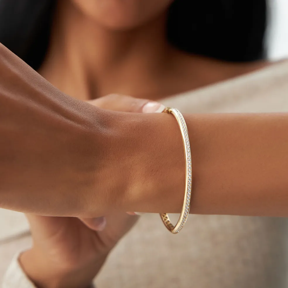 14k 1.00 Ctw Dome Diamond Bangle Bracelet