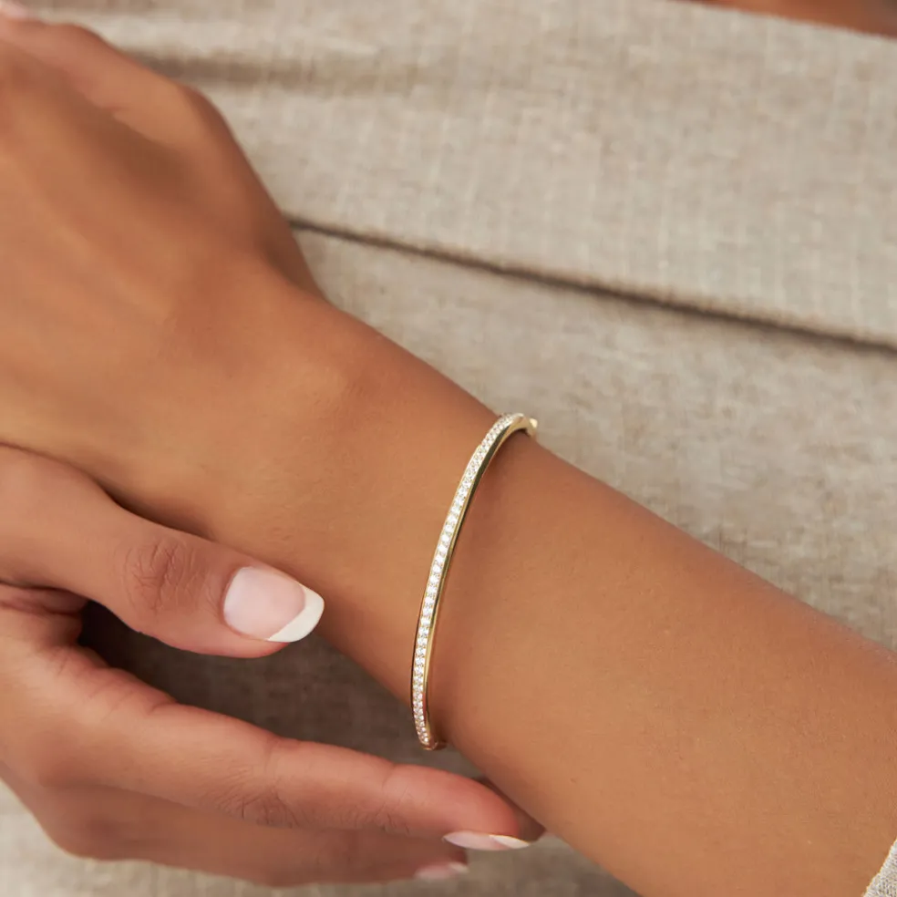14k 1.00 Ctw Dome Diamond Bangle Bracelet