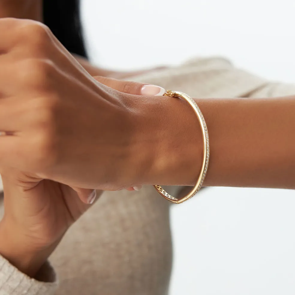 14k 1.00 Ctw Dome Diamond Bangle Bracelet
