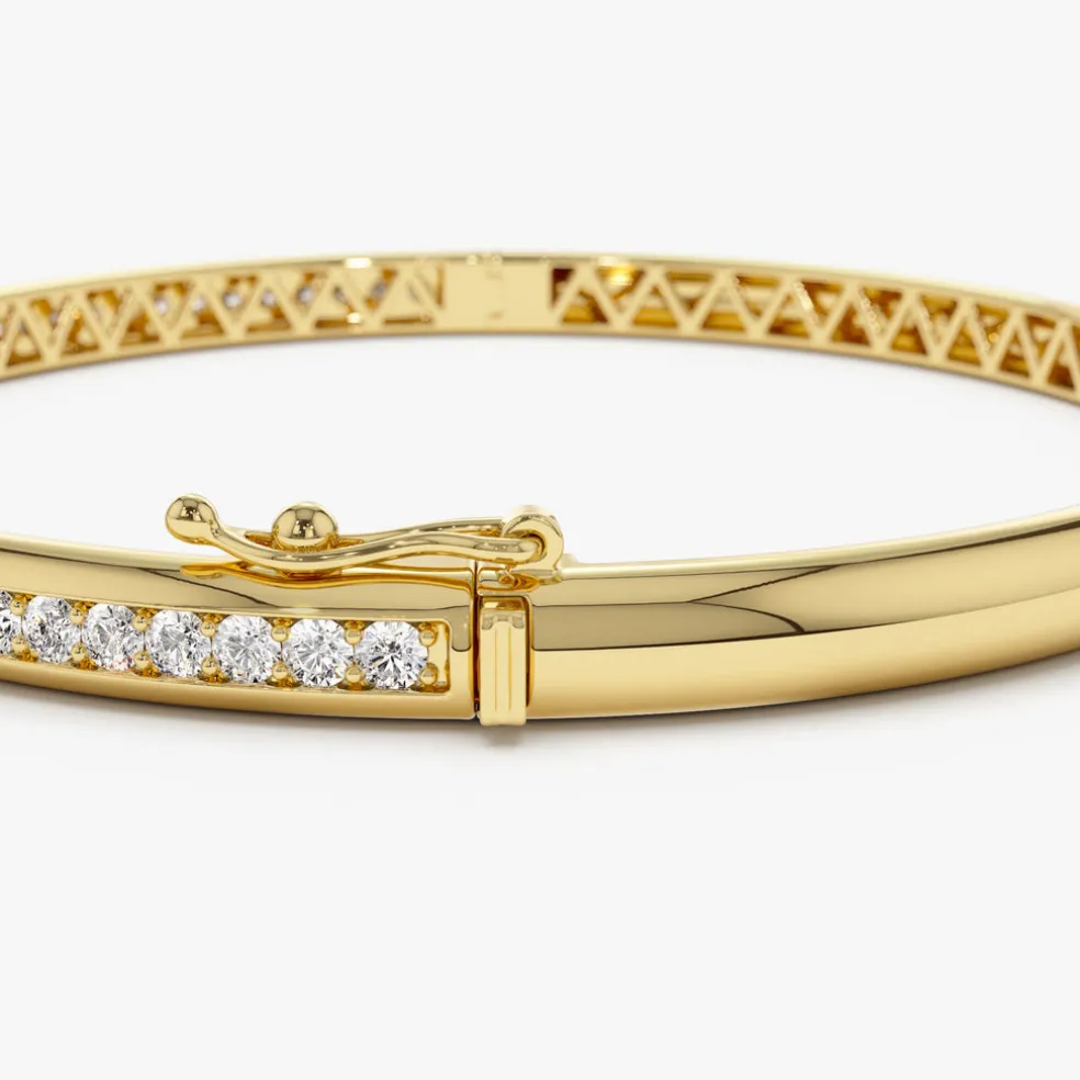 14k 1.00 Ctw Dome Diamond Bangle Bracelet