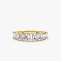 14k 1 Carat Emerald Cut Diamond Wedding Band