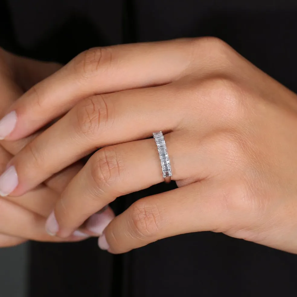 14k 1 Carat Emerald Cut Diamond Wedding Band
