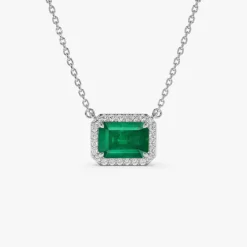 14k 1.00 Ctw Octagon Emerald in Diamond Halo Setting