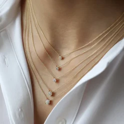 14K 0.20-0.50 ctw Prong Setting Diamond Solitaire Necklace