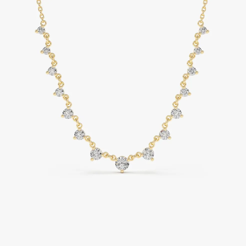 14k 0.85 ctw Solitaire Diamond Graduating Necklace