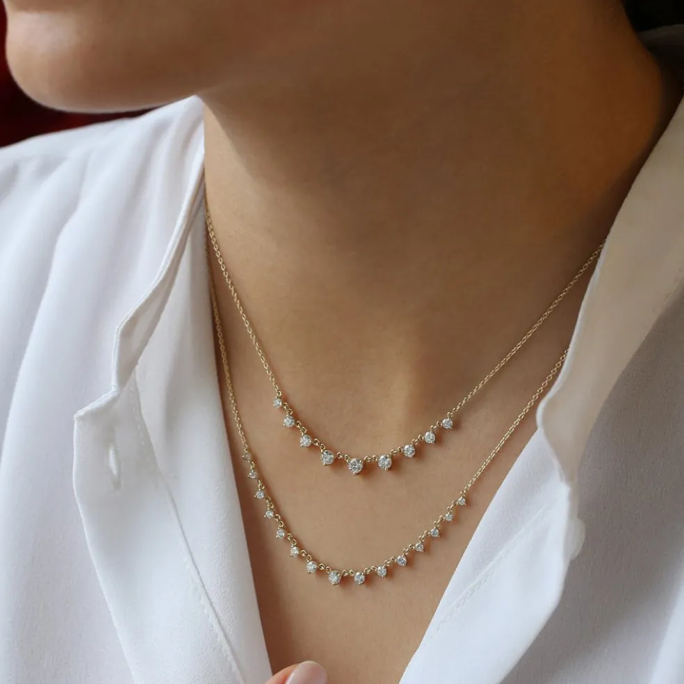 14k 0.85 ctw Solitaire Diamond Graduating Necklace