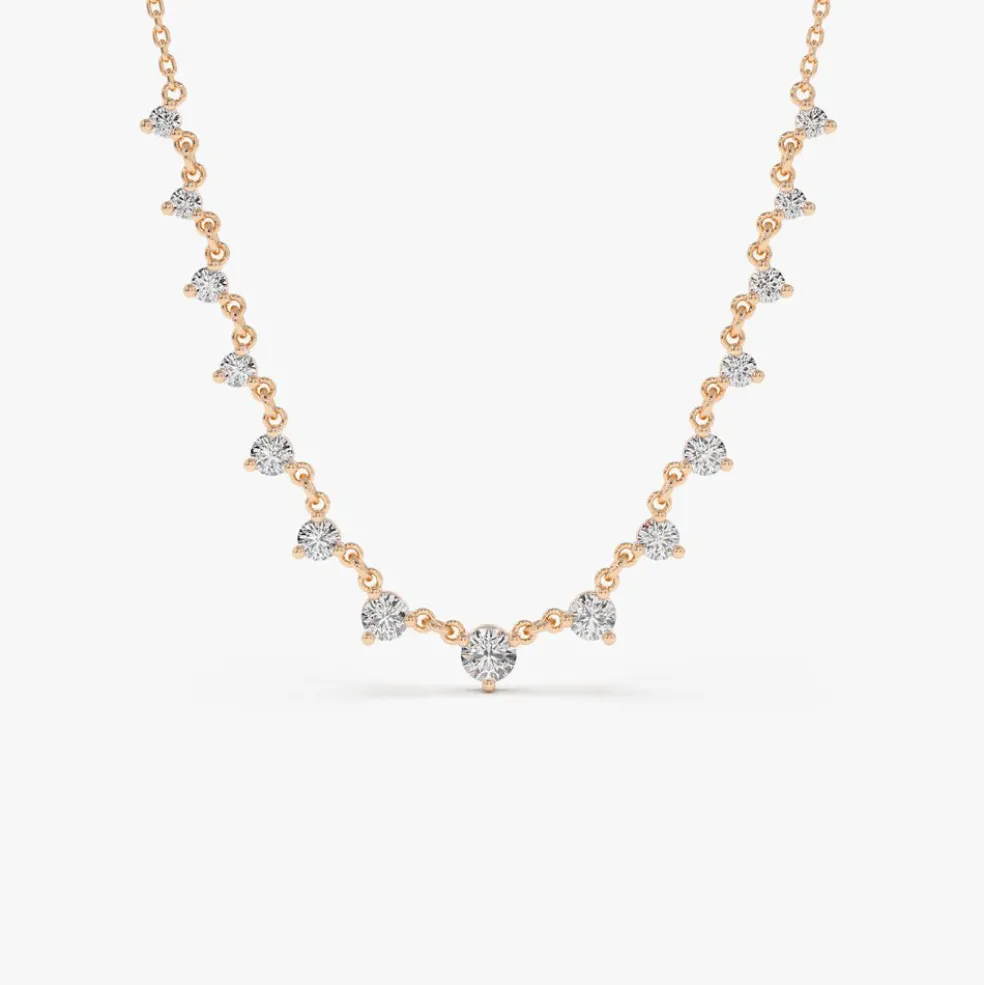 14k 0.85 ctw Solitaire Diamond Graduating Necklace