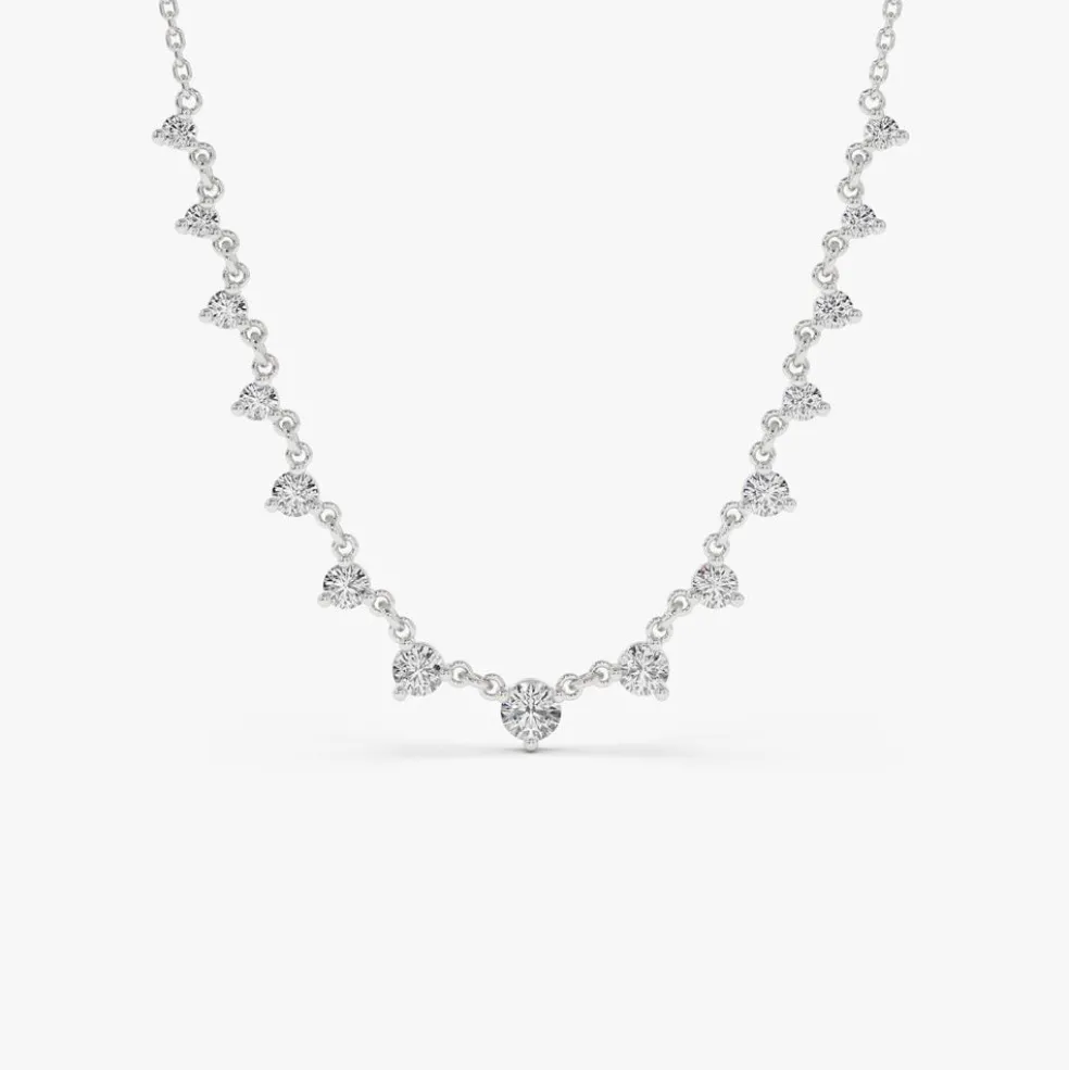 14k 0.85 ctw Solitaire Diamond Graduating Necklace