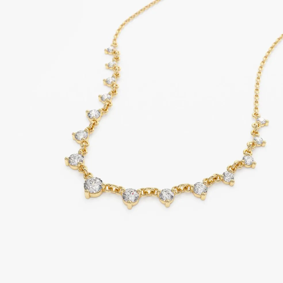 14k 0.85 ctw Solitaire Diamond Graduating Necklace