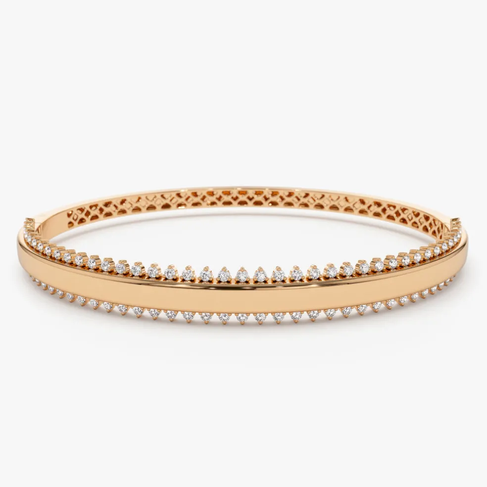 14k 0.85 Ctw Statement Diamond Bangle Bracelet