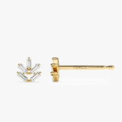 14k Dainty Minimal Baguette Diamond Studs