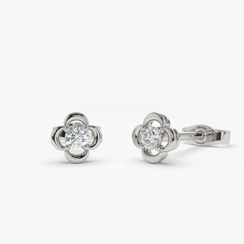 14k Diamond Clover Earrings