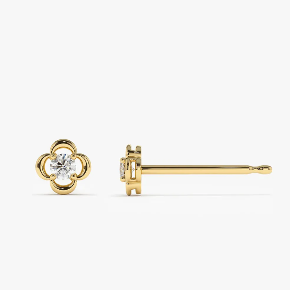 14k Diamond Clover Earrings
