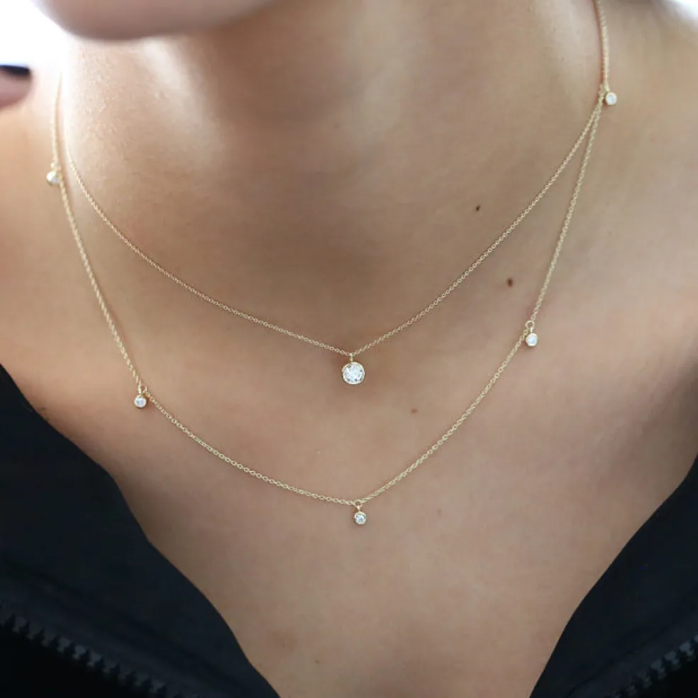 14k 5 Diamond Dangle Necklace