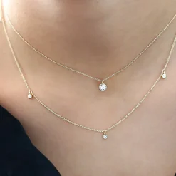 14k 5 Diamond Dangle Necklace