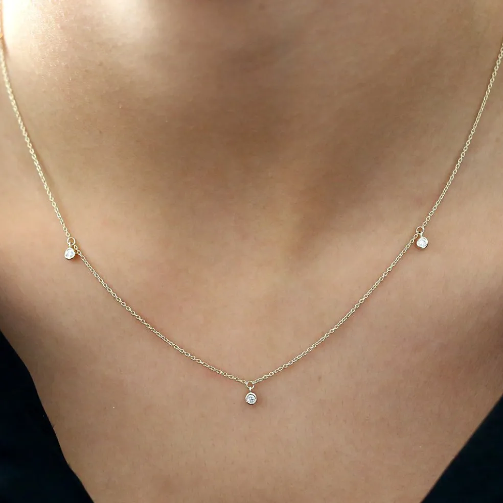 14k 5 Diamond Dangle Necklace