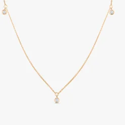 14k 5 Diamond Dangle Necklace