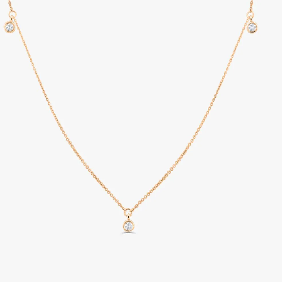 14k 5 Diamond Dangle Necklace