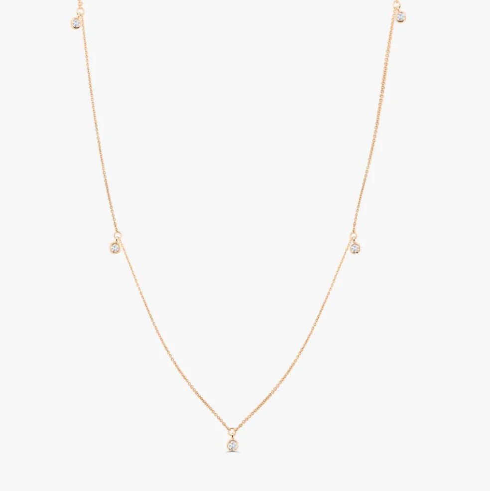 14k 5 Diamond Dangle Necklace