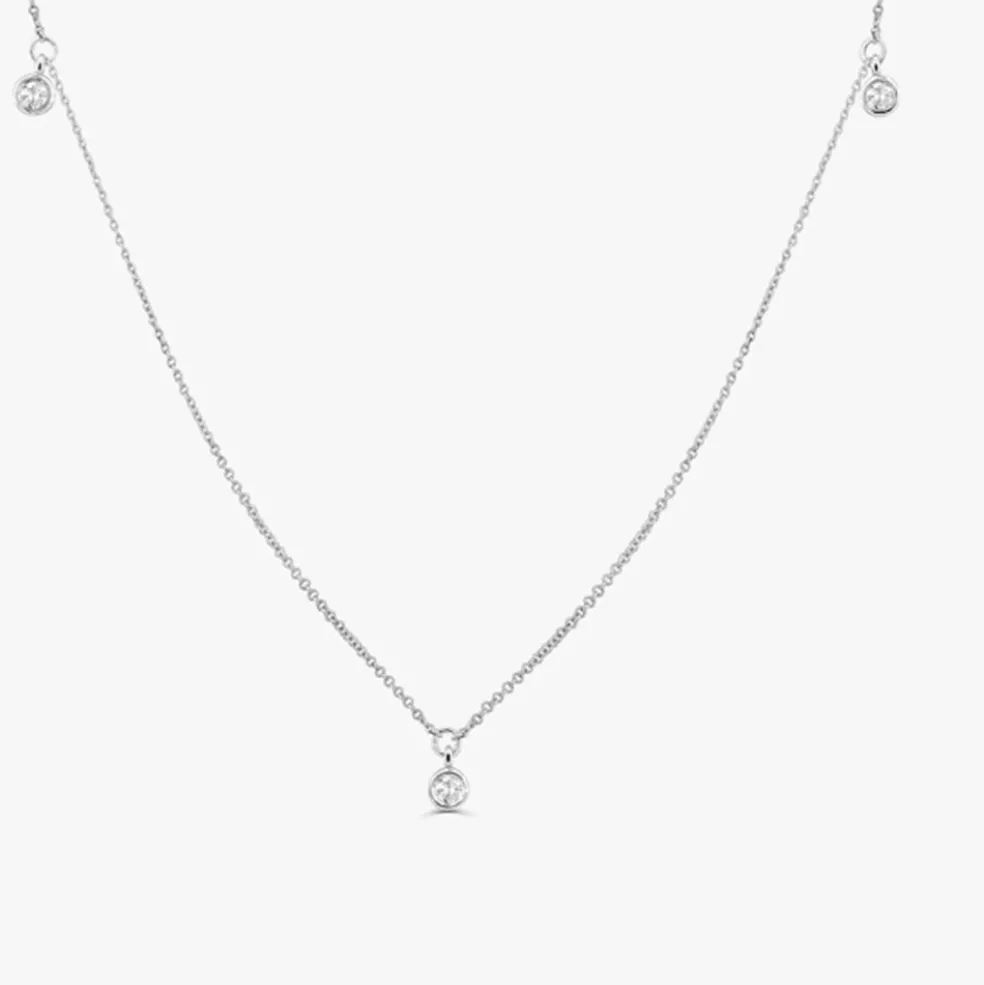 14k 5 Diamond Dangle Necklace
