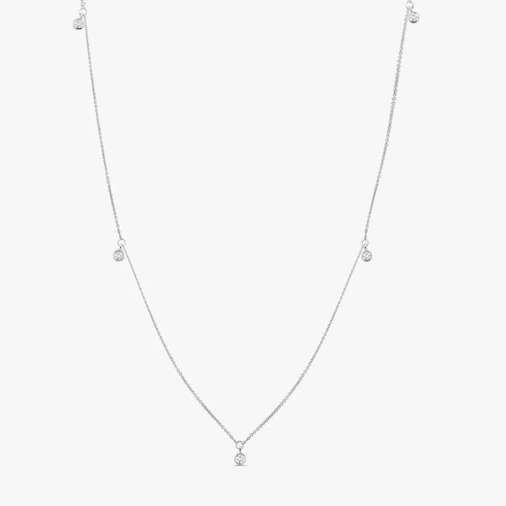 14k 5 Diamond Dangle Necklace