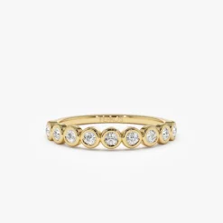 14k 9 Diamond Half Eternity Wedding Ring 0.55ctw