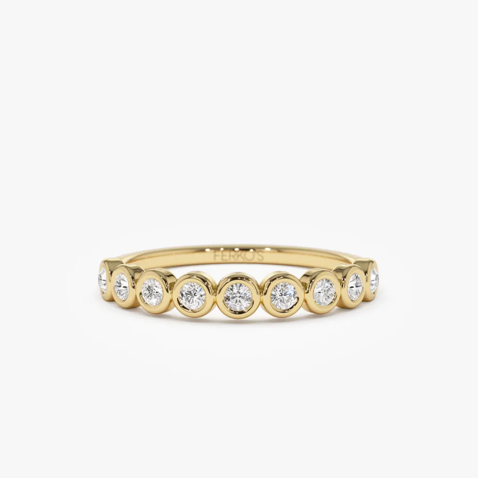 14k 9 Diamond Half Eternity Wedding Ring 0.55ctw