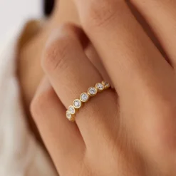 14k 9 Diamond Half Eternity Wedding Ring 0.55ctw