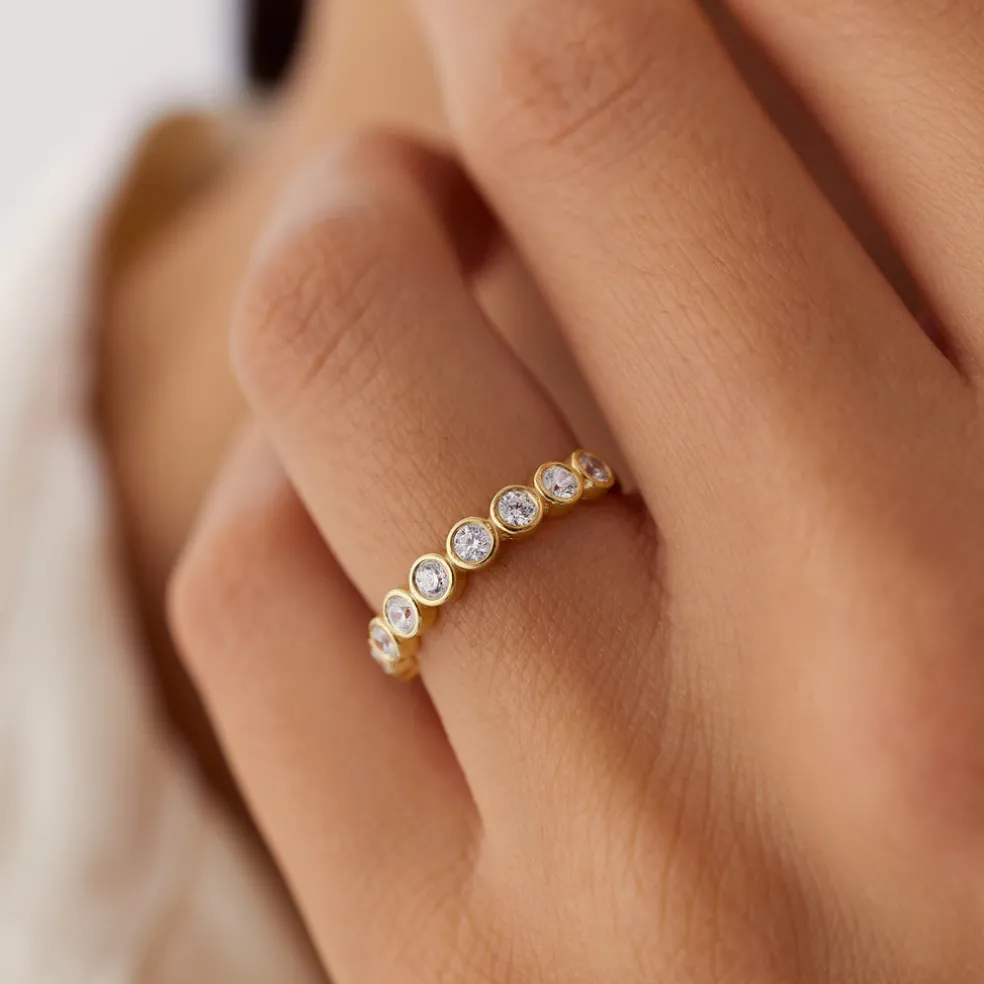 14k 9 Diamond Half Eternity Wedding Ring 0.55ctw