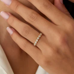 14k 9 Diamond Half Eternity Wedding Ring 0.55ctw