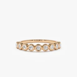 14k 9 Diamond Half Eternity Wedding Ring 0.55ctw