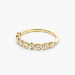 14k 9 Diamond Half Eternity Wedding Ring 0.55ctw