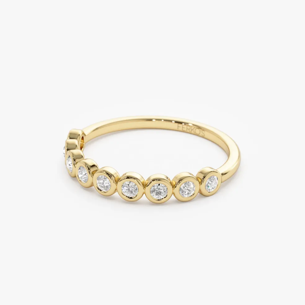 14k 9 Diamond Half Eternity Wedding Ring 0.55ctw