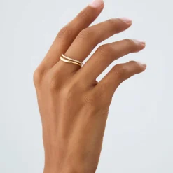 14k Double Ring Waive Design Diamond Ring