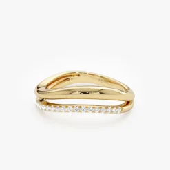 14k Double Ring Waive Design Diamond Ring
