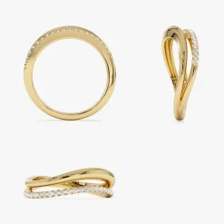 14k Double Ring Waive Design Diamond Ring